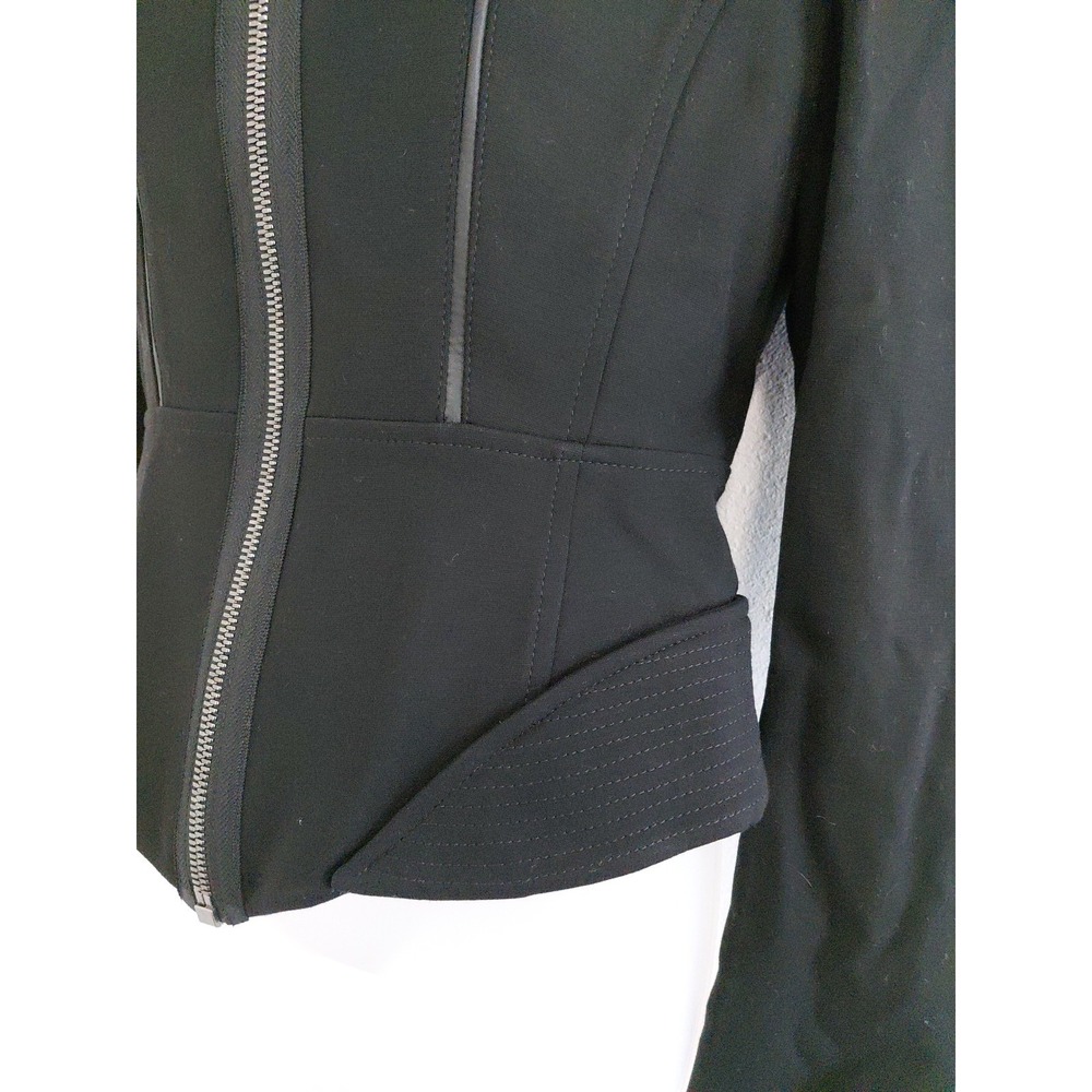 NEW Elie Tahari X Nordstrom Moto Jacket Women 6 Black Modern Zip Crop GABBIE - Picture 4 of 16
